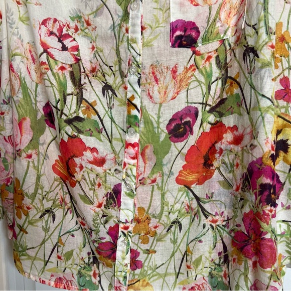 Target Pure Energy Semi-Sheer Cream Color Floral Roll Sleeve Blouse. Size 2. - Picture 4 of 14